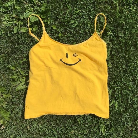 yellow spaghetti strap crop top